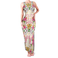 Hawaii Palaka Family Matching Tank Maxi Dress and Hawaiian Shirt Yellow Tribal Pattern With Tropical Flowers LT05 Mom's Dress Yellow - Polynesian Pride