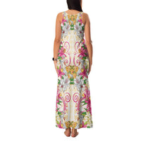 Hawaii Palaka Family Matching Tank Maxi Dress and Hawaiian Shirt Yellow Tribal Pattern With Tropical Flowers LT05 - Polynesian Pride