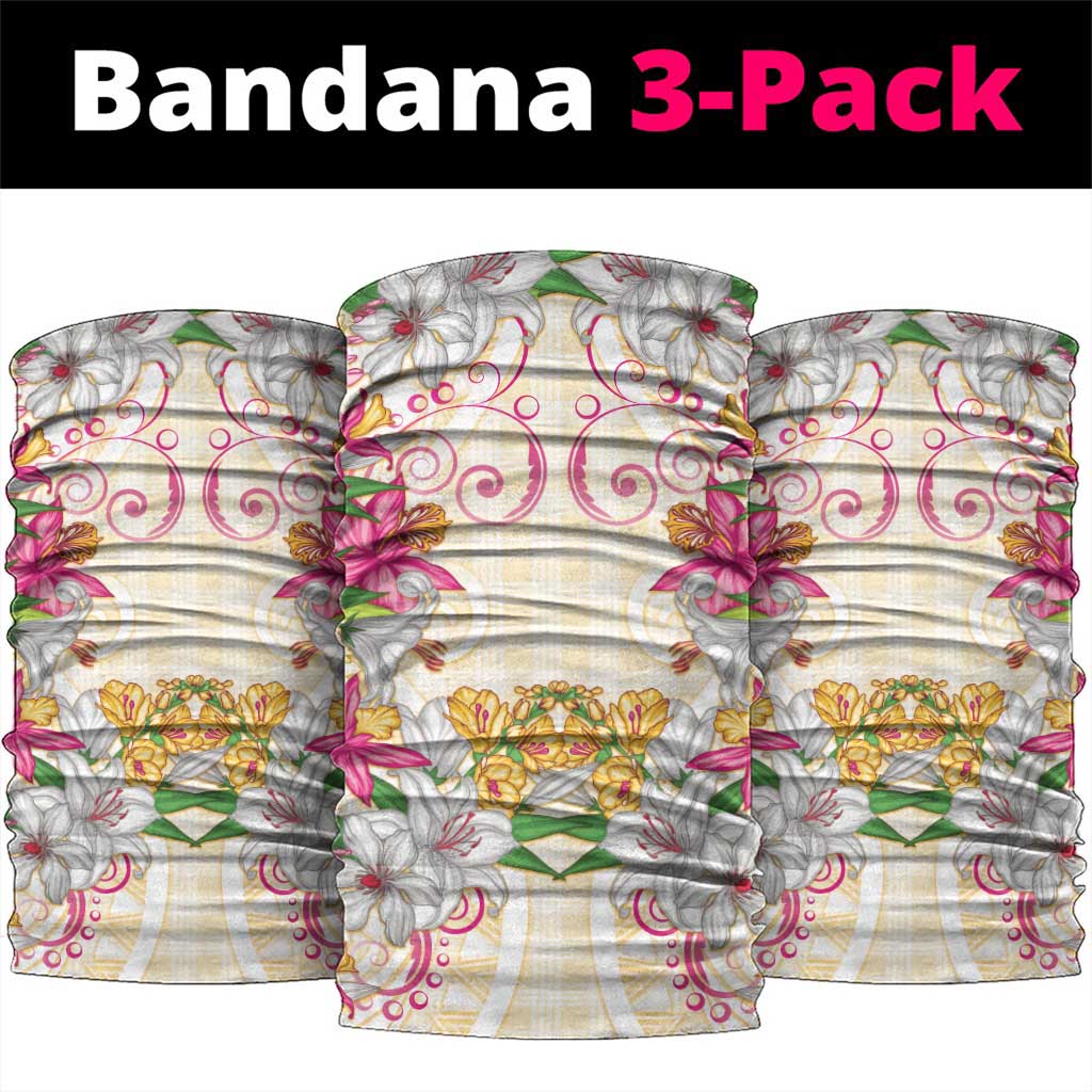 Hawaii Palaka Neck Gaiter Yellow Tribal Pattern With Tropical Flowers - Polynesian Pride