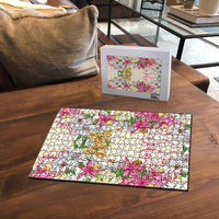 Hawaii Palaka Puzzle Yellow Tribal Pattern With Tropical Flowers - Polynesian Pride