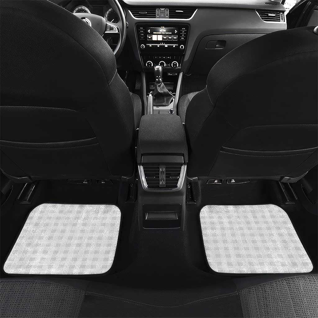 Hawaii Palaka Car Mats White Tribal Pattern With Tropical Flowers - Polynesian Pride