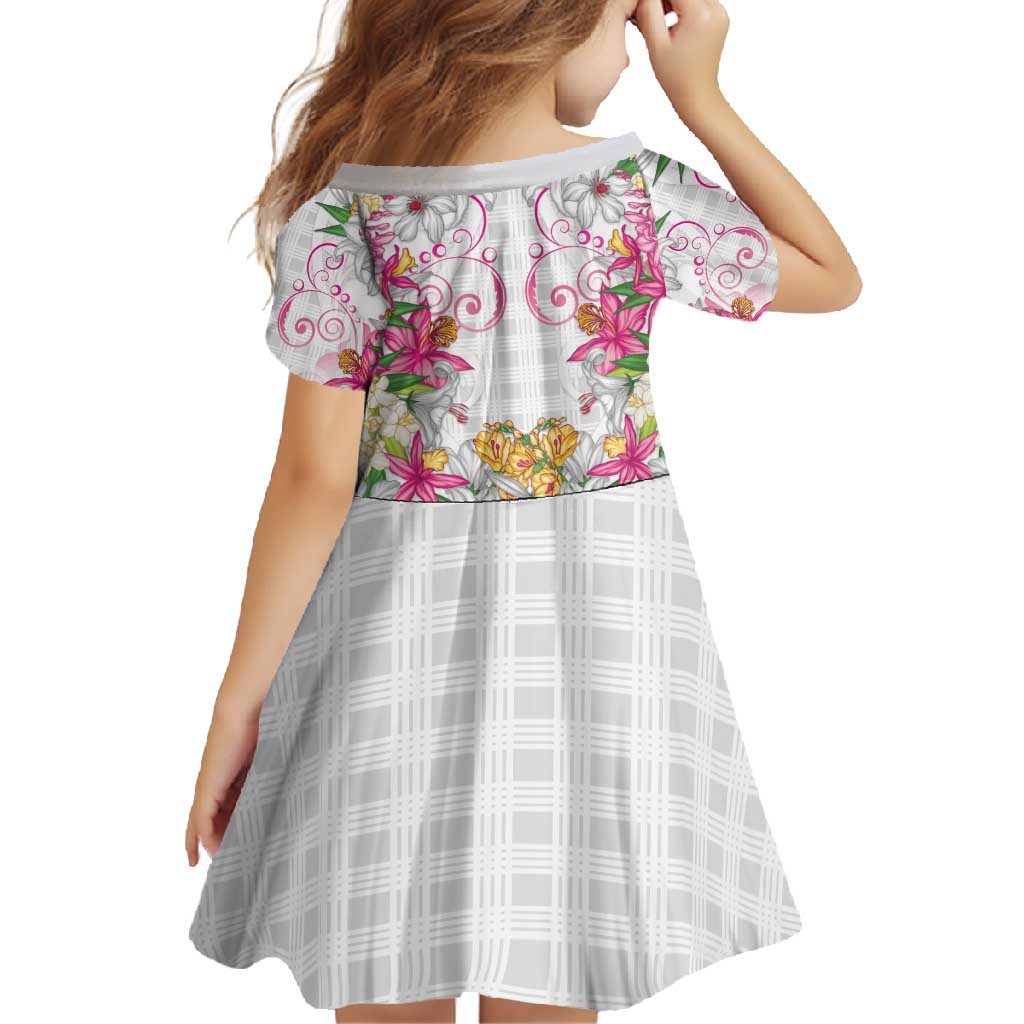 Hawaii Palaka Family Matching Off Shoulder Maxi Dress and Hawaiian Shirt White Tribal Pattern With Tropical Flowers - Polynesian Pride