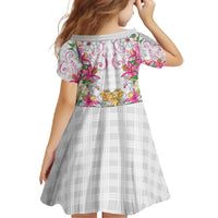Hawaii Palaka Family Matching Summer Maxi Dress and Hawaiian Shirt White Tribal Pattern With Tropical Flowers - Polynesian Pride