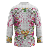 Hawaii Palaka Hockey Jersey White Tribal Pattern With Tropical Flowers - Polynesian Pride