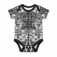 Hawaii Palaka Baby Onesie Black Tribal Pattern With Tropical Flowers LT05 Black - Polynesian Pride