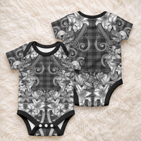 Hawaii Palaka Baby Onesie Black Tribal Pattern With Tropical Flowers LT05 - Polynesian Pride