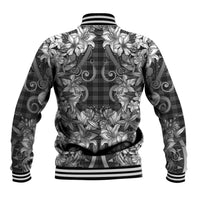 Hawaii Palaka Baseball Jacket Black Tribal Pattern With Tropical Flowers - Polynesian Pride
