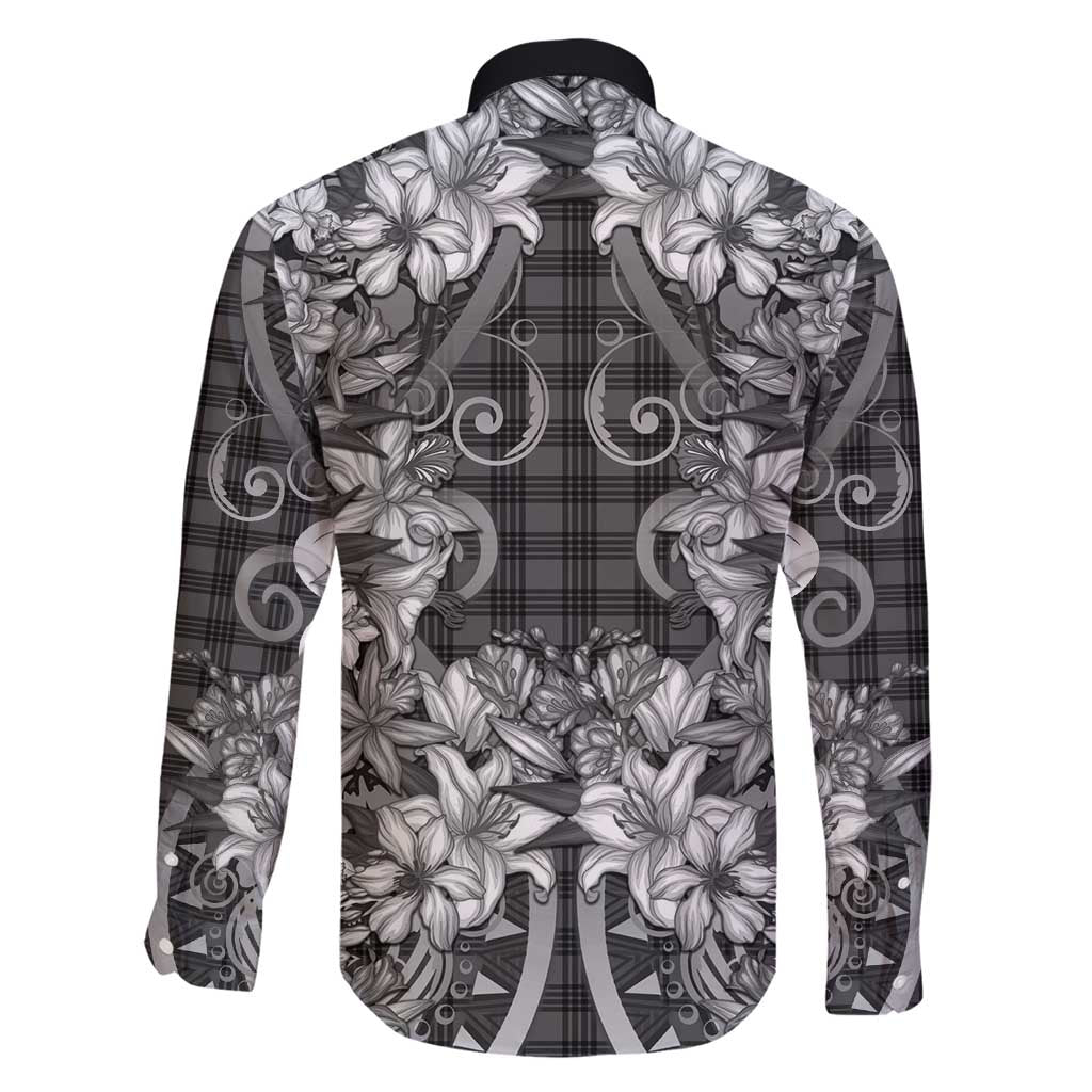 Hawaii Palaka Family Matching Mermaid Dress and Hawaiian Shirt Black Tribal Pattern With Tropical Flowers LT05 - Polynesian Pride