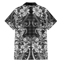 Hawaii Palaka Family Matching Tank Maxi Dress and Hawaiian Shirt Black Tribal Pattern With Tropical Flowers LT05 - Polynesian Pride