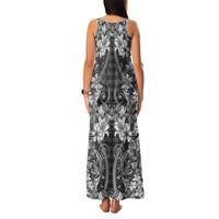 Hawaii Palaka Family Matching Tank Maxi Dress and Hawaiian Shirt Black Tribal Pattern With Tropical Flowers LT05 - Polynesian Pride