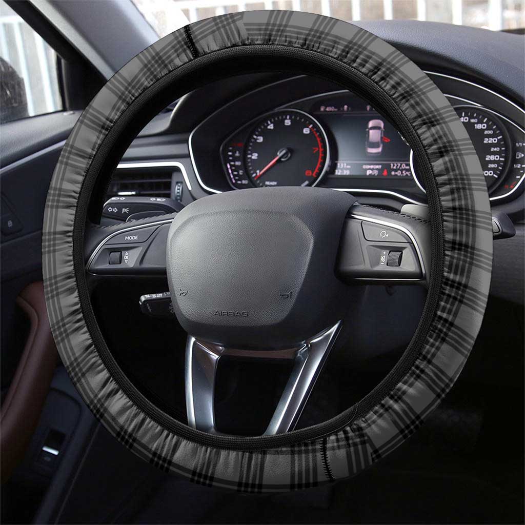 Hawaii Palaka Steering Wheel Cover Black Tribal Pattern With Tropical Flowers - Polynesian Pride