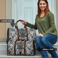 Hawaii Palaka Travel Bag Black Tribal Pattern With Tropical Flowers - Polynesian Pride