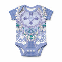 Hawaii Violet Palaka Baby Onesie With Tapa Pattern Tropical Flowers LT05 Violet - Polynesian Pride