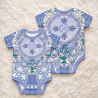 Hawaii Violet Palaka Baby Onesie With Tapa Pattern Tropical Flowers LT05 - Polynesian Pride