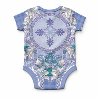 Hawaii Violet Palaka Baby Onesie With Tapa Pattern Tropical Flowers LT05 - Polynesian Pride