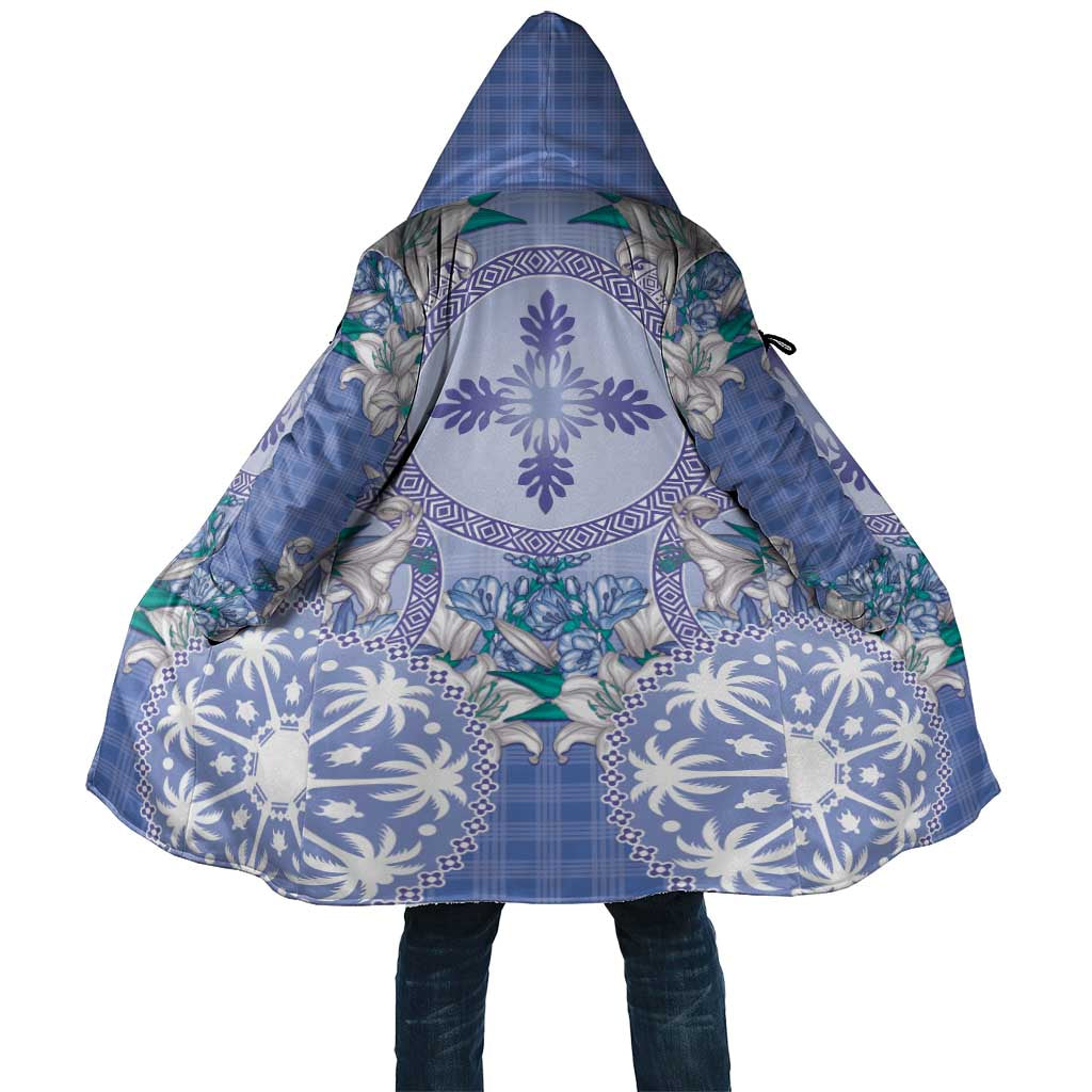 Hawaii Violet Palaka Cloak With Tapa Pattern Tropical Flowers - Polynesian Pride