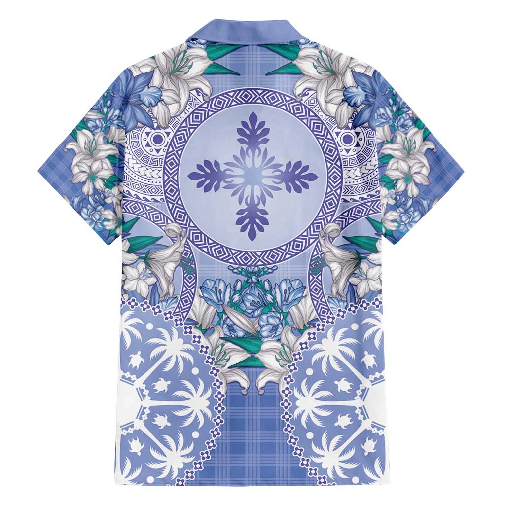Hawaii Violet Palaka Family Matching Long Sleeve Bodycon Dress and Hawaiian Shirt With Tapa Pattern Tropical Flowers LT05 - Polynesian Pride