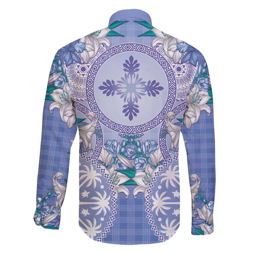 Hawaii Violet Palaka Family Matching Short Sleeve Bodycon Dress and Hawaiian Shirt With Tapa Pattern Tropical Flowers LT05 - Polynesian Pride