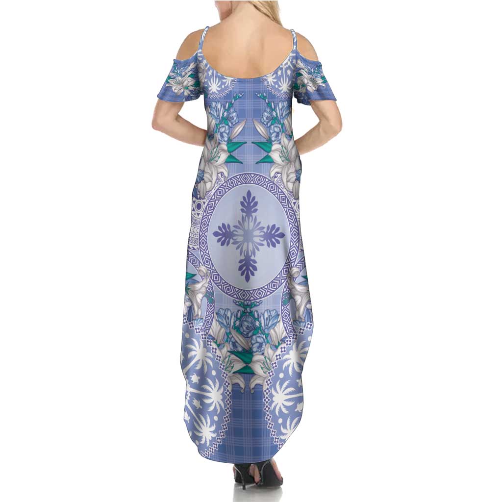 Hawaii Violet Palaka Family Matching Summer Maxi Dress and Hawaiian Shirt With Tapa Pattern Tropical Flowers - Polynesian Pride