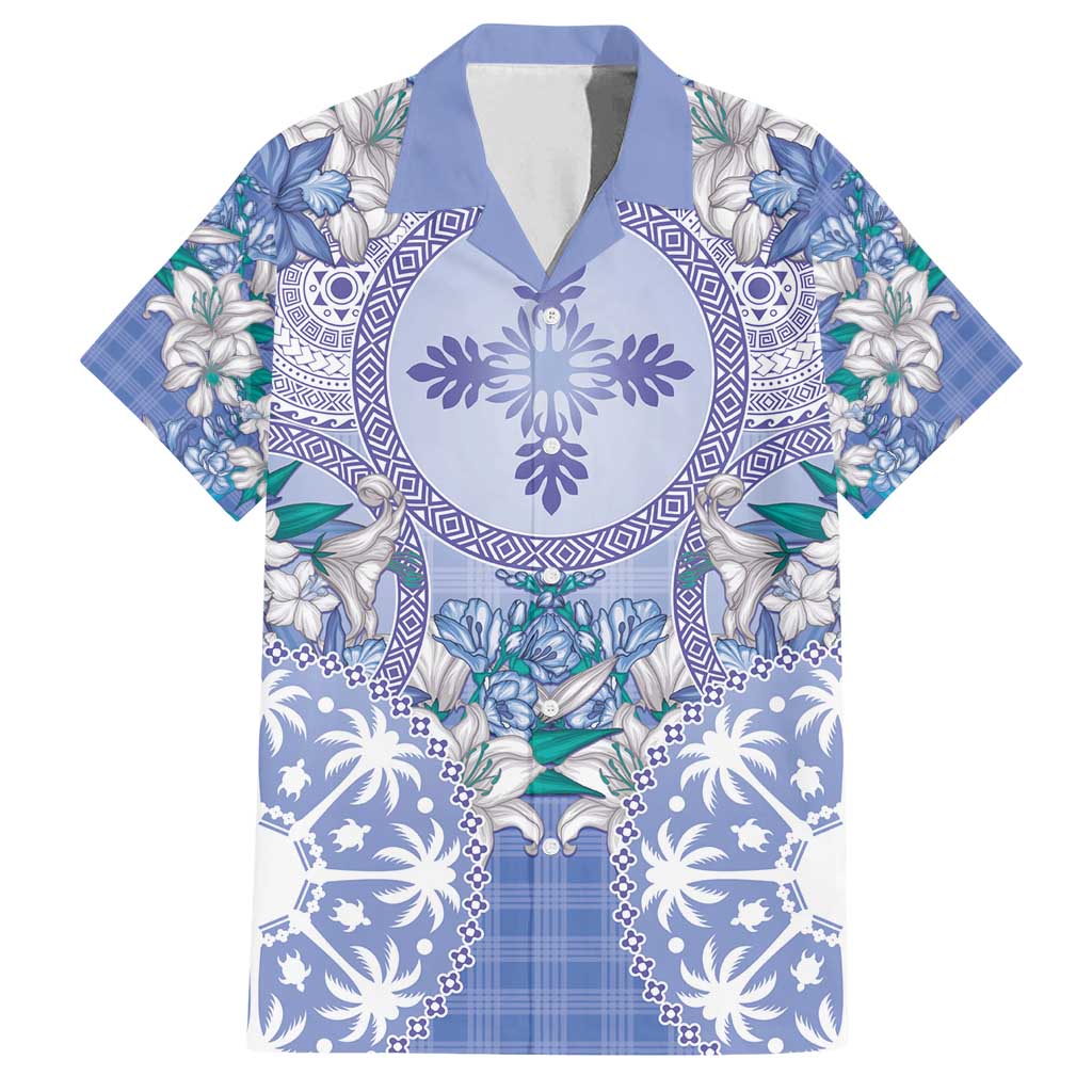 Hawaii Violet Palaka Family Matching Tank Maxi Dress and Hawaiian Shirt With Tapa Pattern Tropical Flowers - Polynesian Pride