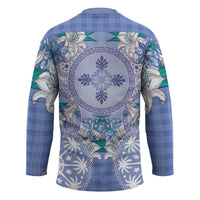 Hawaii Violet Palaka Hockey Jersey With Tapa Pattern Tropical Flowers - Polynesian Pride