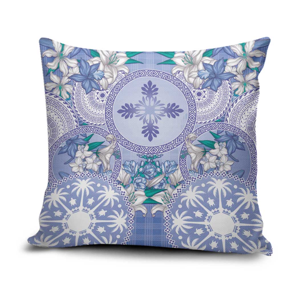 Hawaii Violet Palaka Pillow Cover With Tapa Pattern Tropical Flowers - Polynesian Pride