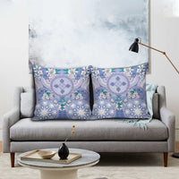 Hawaii Violet Palaka Pillow Cover With Tapa Pattern Tropical Flowers - Polynesian Pride