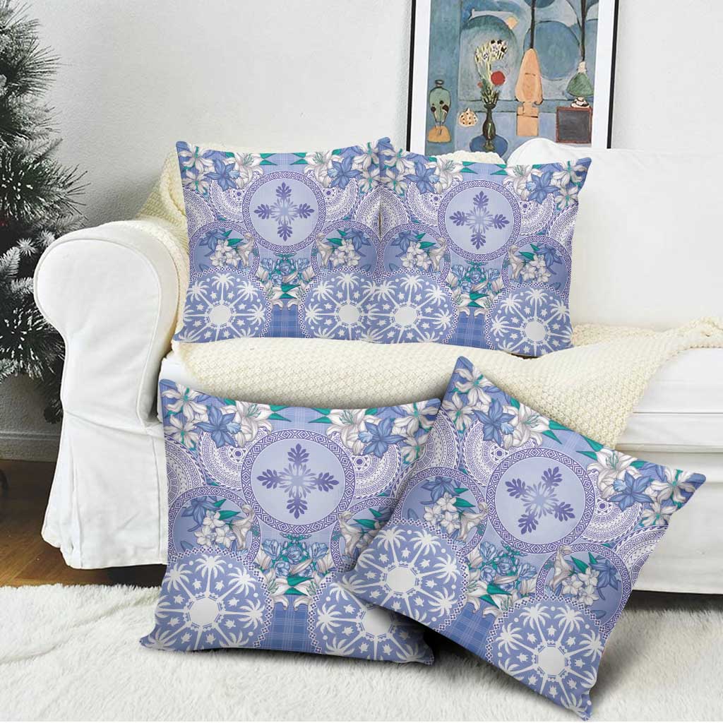 Hawaii Violet Palaka Pillow Cover With Tapa Pattern Tropical Flowers - Polynesian Pride