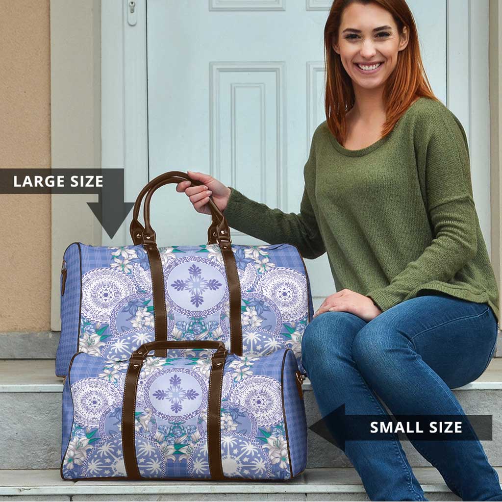 Hawaii Violet Palaka Travel Bag With Tapa Pattern Tropical Flowers - Polynesian Pride