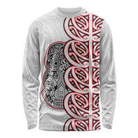 Aotearoa New Zealand Long Sleeve Shirt Maori Marae Pattern Tiki LT05 Unisex White - Polynesian Pride