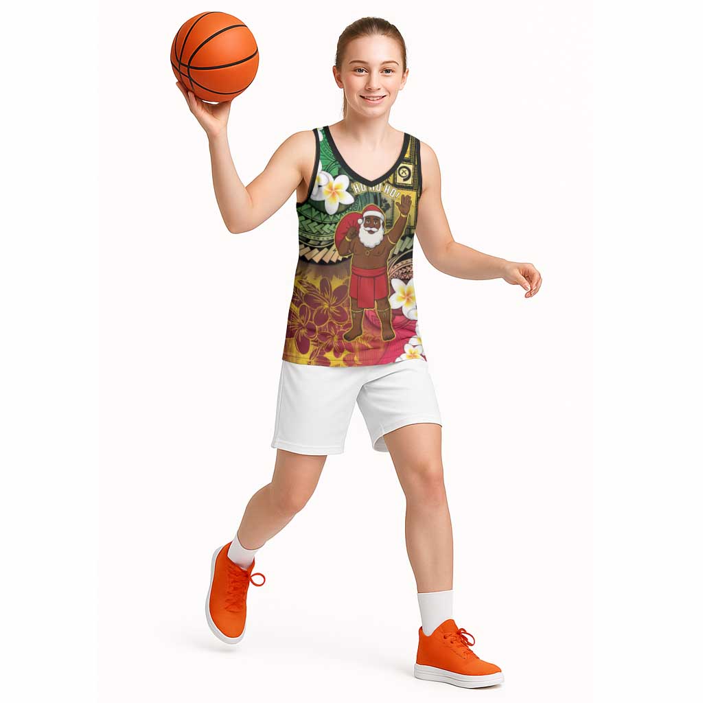 Vanuatu Christmas Basketball Jersey Ni-Van Santa Retro Style - Polynesian Pride
