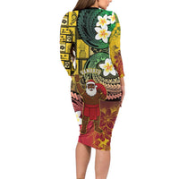Vanuatu Christmas Family Matching Long Sleeve Bodycon Dress and Hawaiian Shirt Ni-Van Santa Retro Style LT05 - Polynesian Pride