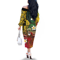 Vanuatu Christmas Family Matching Off The Shoulder Long Sleeve Dress and Hawaiian Shirt Ni-Van Santa Retro Style LT05 - Polynesian Pride