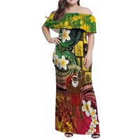 Vanuatu Christmas Family Matching Off Shoulder Maxi Dress and Hawaiian Shirt Ni-Van Santa Retro Style LT05 Mom's Dress Colorful - Polynesian Pride