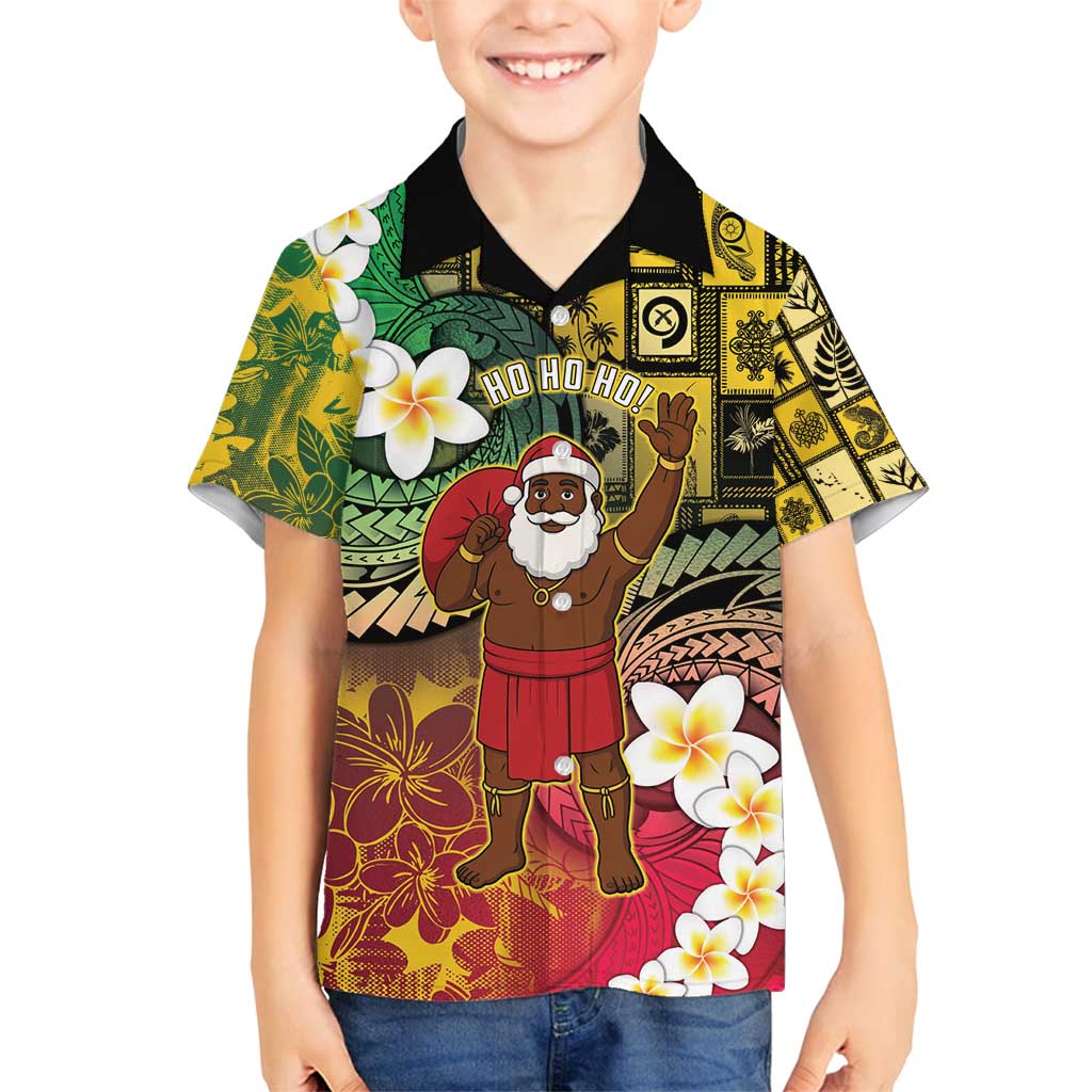 Vanuatu Christmas Family Matching Off Shoulder Maxi Dress and Hawaiian Shirt Ni-Van Santa Retro Style LT05 Son's Shirt Colorful - Polynesian Pride