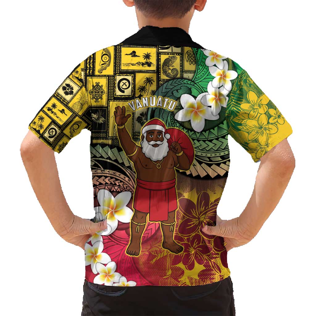 Vanuatu Christmas Family Matching Off Shoulder Short Dress and Hawaiian Shirt Ni-Van Santa Retro Style LT05 - Polynesian Pride