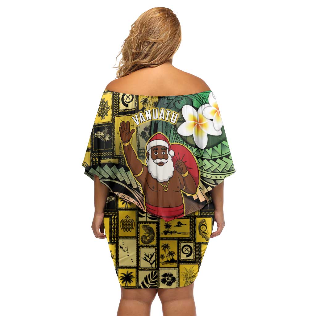 Vanuatu Christmas Family Matching Off Shoulder Short Dress and Hawaiian Shirt Ni-Van Santa Retro Style LT05 - Polynesian Pride