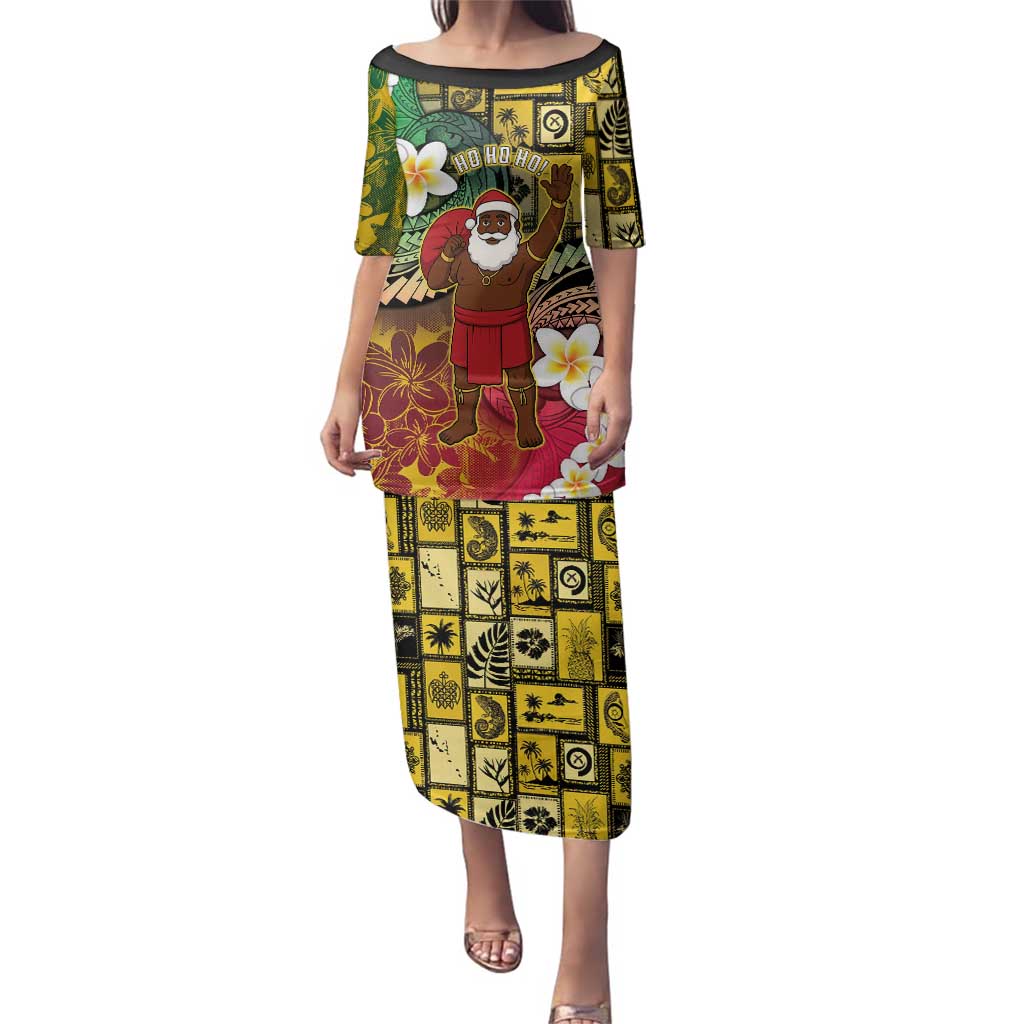 Vanuatu Christmas Family Matching Puletasi and Hawaiian Shirt Ni-Van Santa Retro Style - Polynesian Pride