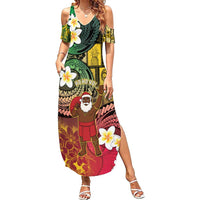 Vanuatu Christmas Family Matching Summer Maxi Dress and Hawaiian Shirt Ni-Van Santa Retro Style LT05 Mom's Dress Colorful - Polynesian Pride