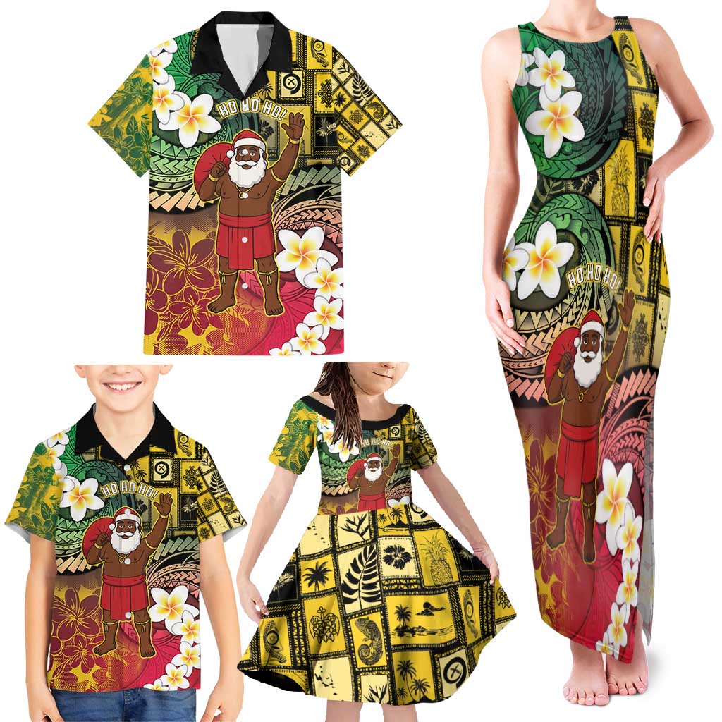 Vanuatu Christmas Family Matching Tank Maxi Dress and Hawaiian Shirt Ni-Van Santa Retro Style LT05 - Polynesian Pride
