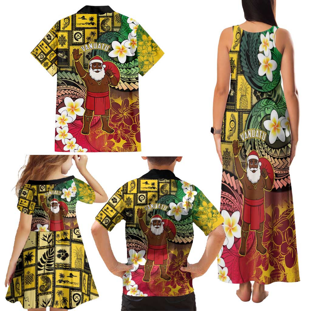 Vanuatu Christmas Family Matching Tank Maxi Dress and Hawaiian Shirt Ni-Van Santa Retro Style LT05 - Polynesian Pride