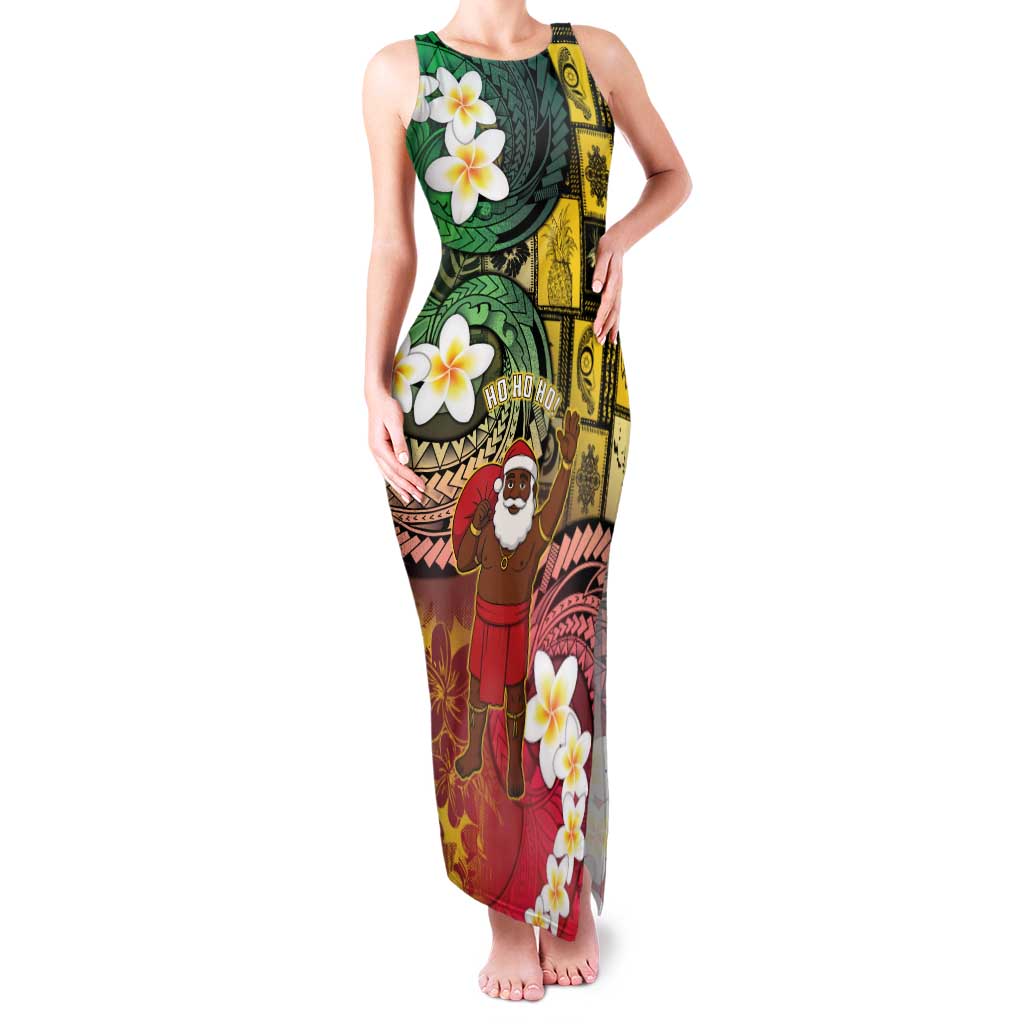 Vanuatu Christmas Family Matching Tank Maxi Dress and Hawaiian Shirt Ni-Van Santa Retro Style LT05 Mom's Dress Colorful - Polynesian Pride