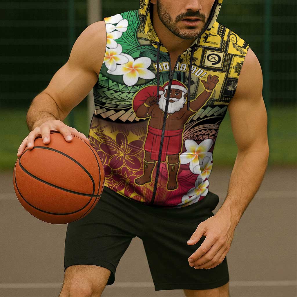 Vanuatu Christmas Sleeveless Zip Hoodie Ni-Van Santa Retro Style - Polynesian Pride