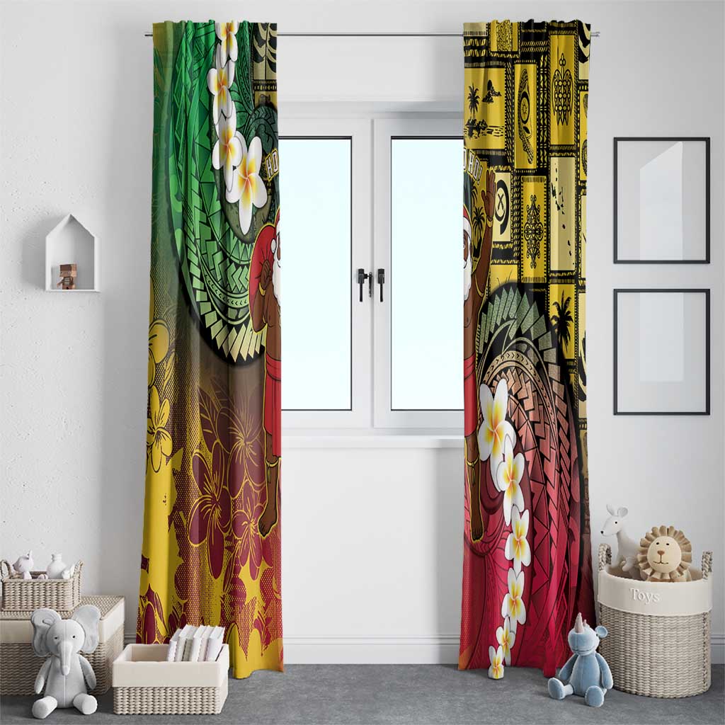 Vanuatu Christmas Window Curtain Ni-Van Santa Retro Style - Polynesian Pride