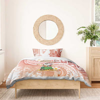 Hawaii Mele Kalikimaka Bedding Set Hula Santa Retro Style Red - Polynesian Pride