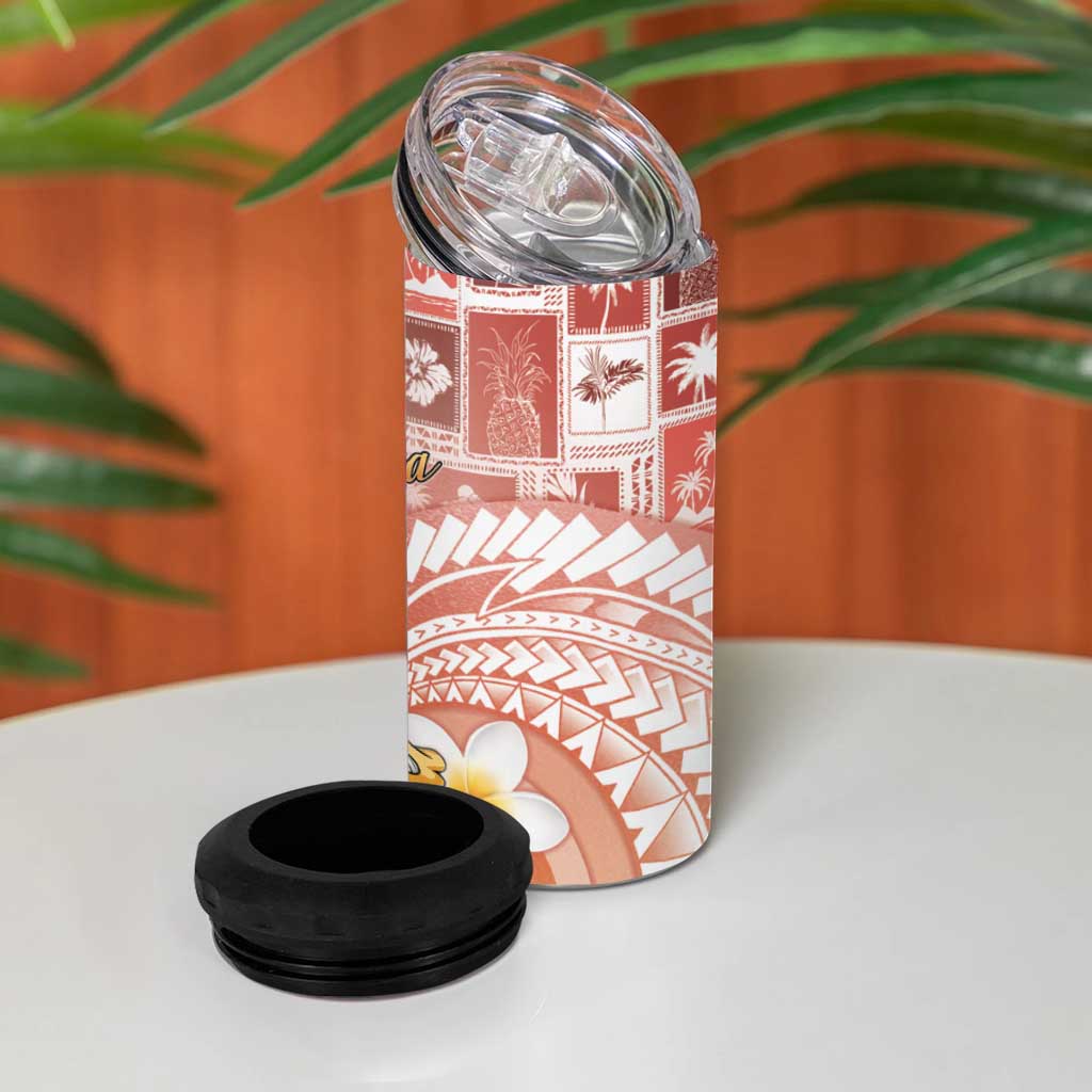 Hawaii Mele Kalikimaka 4 in 1 Can Cooler Tumbler Hula Santa Retro Style Red - Polynesian Pride