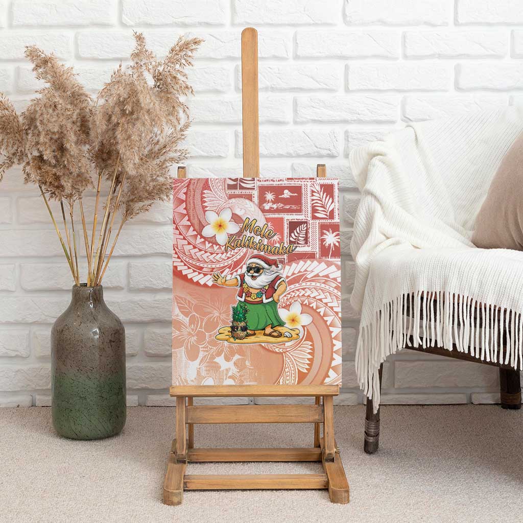 Hawaii Mele Kalikimaka Canvas Wall Art Hula Santa Retro Style Red - Polynesian Pride