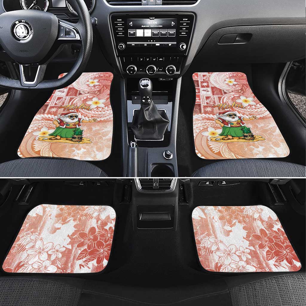 Hawaii Mele Kalikimaka Car Mats Hula Santa Retro Style Red - Polynesian Pride