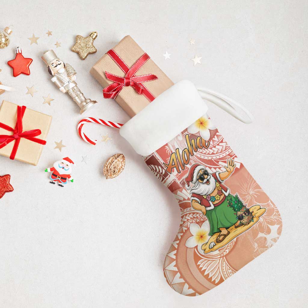 Hawaii Mele Kalikimaka Christmas Stocking Hula Santa Retro Style Red - Polynesian Pride
