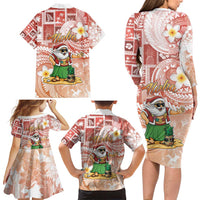 Hawaii Mele Kalikimaka Family Matching Long Sleeve Bodycon Dress and Hawaiian Shirt Hula Santa Retro Style Red LT05 - Polynesian Pride